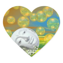 Peace – Golden and Emerald Serenity Heart Stickers