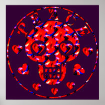 Peace Hearts Skull Poster
