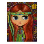 Peace Hippie Doll Postcard