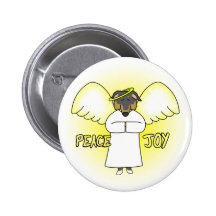 Peace Joy Borzoi (Black and Tan) Pinback Buttons