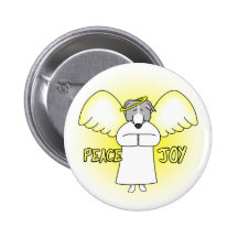 Peace Joy Borzoi (Silver) Pinback Button