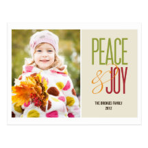 Peace & Joy Holiday Photo Card Postcard