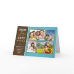 Peace-Joy-Love custom Family Holiday Card (aqua)