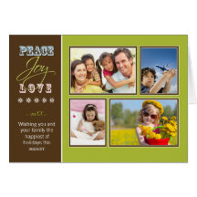 Peace-Joy-Love custom Family Holiday Card (lime)