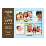 Peace-Joy-Love Family Holiday Photocard (blue) Personalized Announcement
