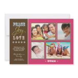 Peace-Joy-Love Family Holiday Photocard (fuchsia)