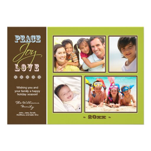 Peace-Joy-Love Family Holiday Photocard (olive) Custom Announcements