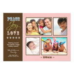Peace-Joy-Love Family Holiday Photocard (pink) Announcement