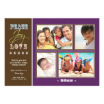 Peace-Joy-Love Family Holiday Photocard (purple) Invitation
