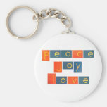 PEACE JOY LOVE Sandpaper Letters Keychains