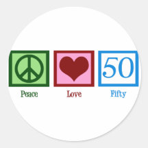 Peace Love 50 Round Sticker