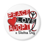 PEACE LOVE ADOPT A Shelter Dog magnets