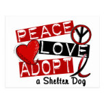 PEACE LOVE ADOPT A Shelter Dog Post Card