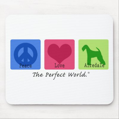 Peace Love Airedale Mouse Mat by dogwiregifts