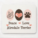 Peace Love Airedale Terrier Mousepad