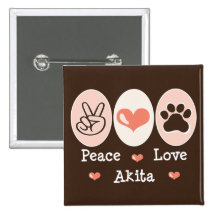 Peace Love Akita Button