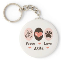 Peace Love Akita Key Chain