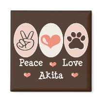 Peace Love Akita Magnet