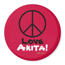 Peace Love Akita Red Refrigerator Magnet