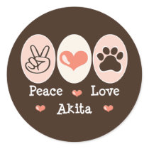 Peace Love Akita Stickers
