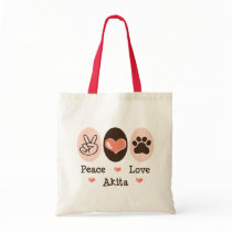 Peace Love Akita Tote Bag