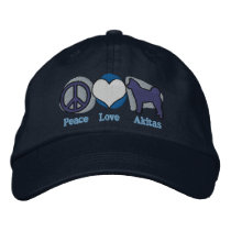 Peace Love Akitas Embroidered Hat (Blue)