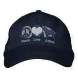 Peace Love Akitas Embroidered Hat (Blue) embroidered hats
