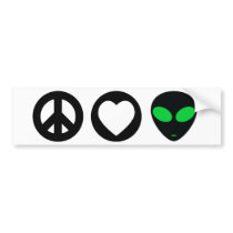 Peace Love Alien Bumper Stickers