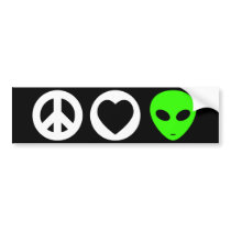 Peace Love Alien Bumper Stickers