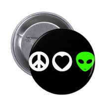 Peace Love Alien Buttons