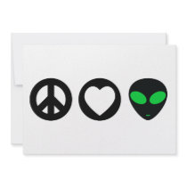 Peace Love Alien Custom Invitations