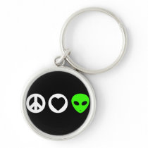 Peace Love Alien Key Chain