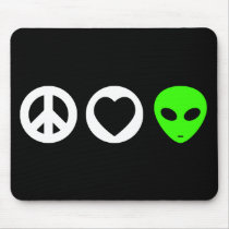 Peace Love Alien Mouse Pad