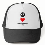 peace love american eskimo dog mesh hat