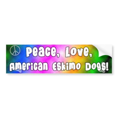 Peace Love American Eskimo Dogs Bumper Sticker by MenagerieMayhem