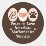 Peace Love Amstaff Terriers Stickers