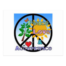 Peace, Love, and Acceptance-Peace Sign Post Cards