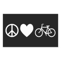 Peace Love and Bicycles Rectangular Sticker