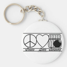 Peace Love and Bowling Key Chains