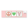 Peace, Love and Candy Canes Bumper Sticker