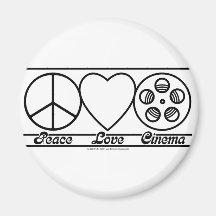 Peace Love and Cinema Refrigerator Magnet