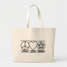 Peace Love and Cinema Tote Bag