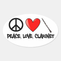 Peace, Love, and Clarinet Sticker