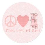 Peace Love and Dance Round Sticker