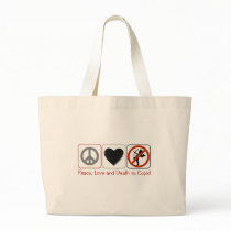 Peace Love and Death to Cupid Tote Bags
