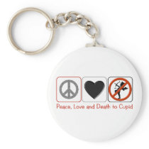 Peace Love and Death to Cupid Keychain
