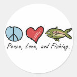 Peace, Love, and Fishing! Round Sticker