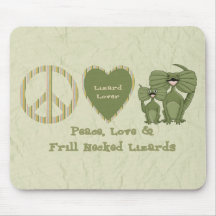 peace love and frill necked lizards mouse pad