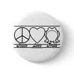 Peace Love and Frogs buttons