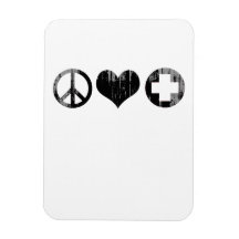 Peace Love and Health Care black Faded.png Rectangular Magnet